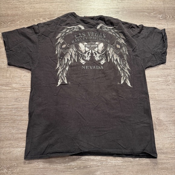 Harley-Davidson Other - Vintage Harley Davidson Shirt Mens Large Las Vegas‎ Nevada Skull Graphic Print
